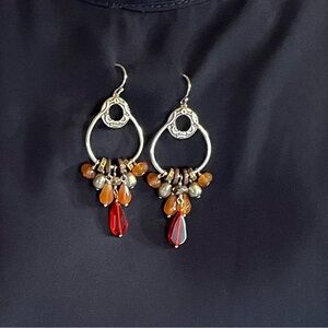 Silpada Silver and Orange Dangle Earrings